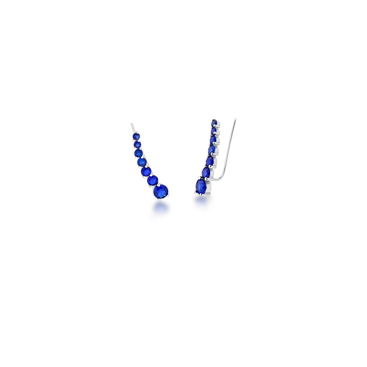 Brinco Prata Ear Cuff Safira Redondo - La Notre