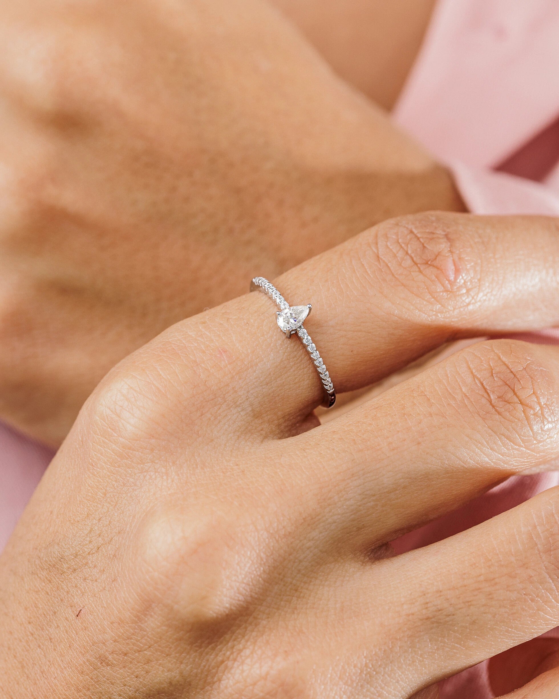 Anel Pedra Gota Moissanite 3.5mm