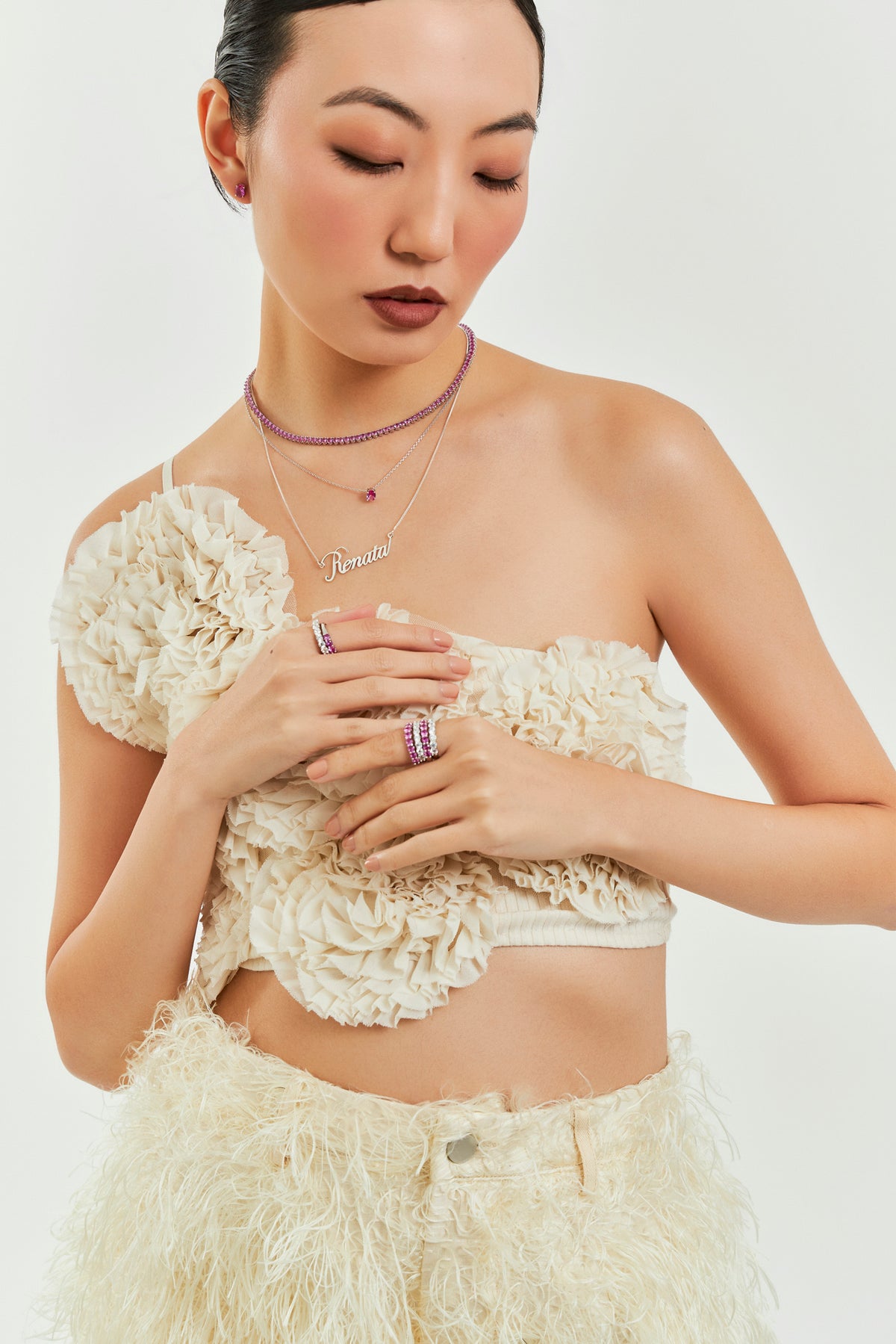 Colar Riviera 3 Garras - Pink