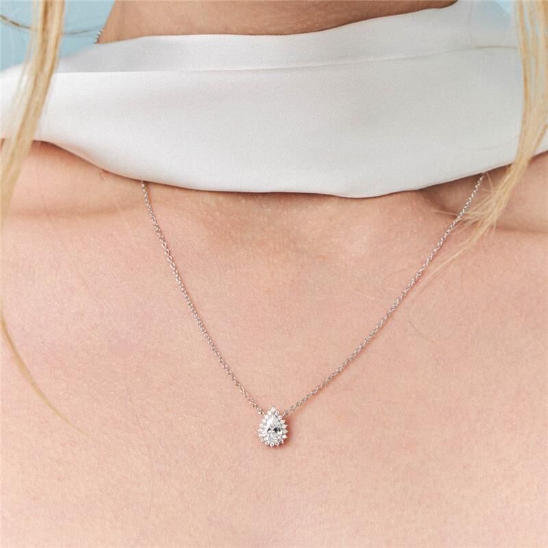 Colar Cristal Gota - Prata 925