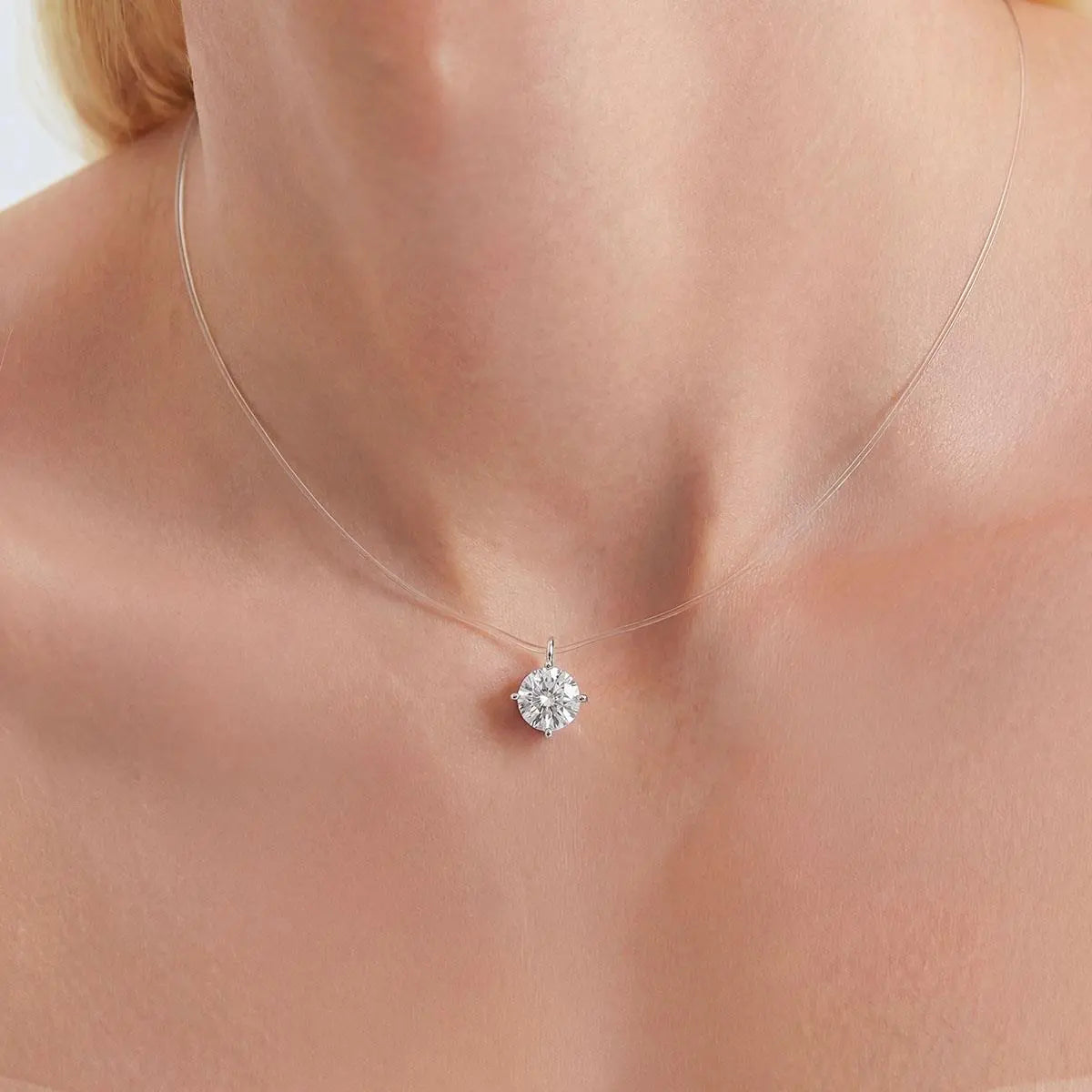 Colar Nylon Ponto de Luz Moissanite 6mm - 0.8ct