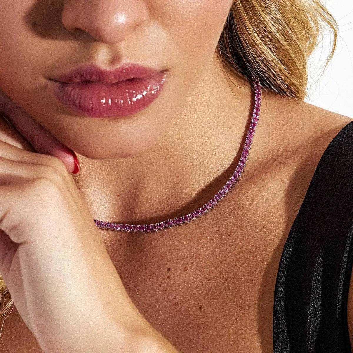 Colar Riviera 3 Garras - Pink