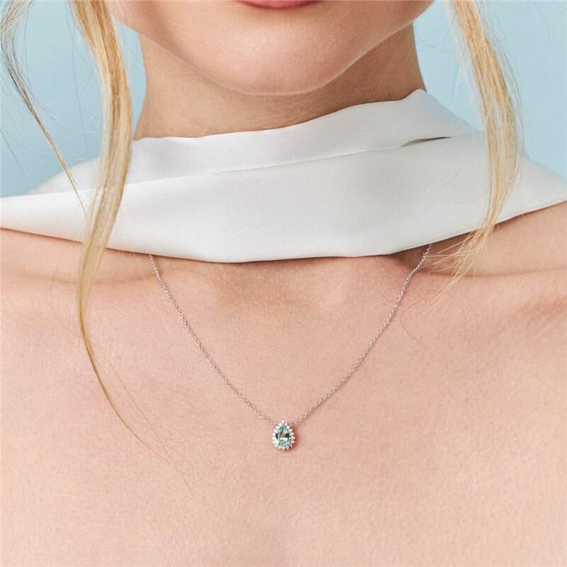 Colar Cristal Gota - Prata 925