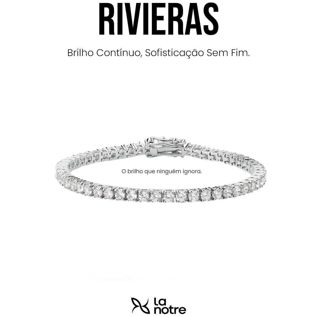 Pulseira Riviera White Crystal - 4 Garras