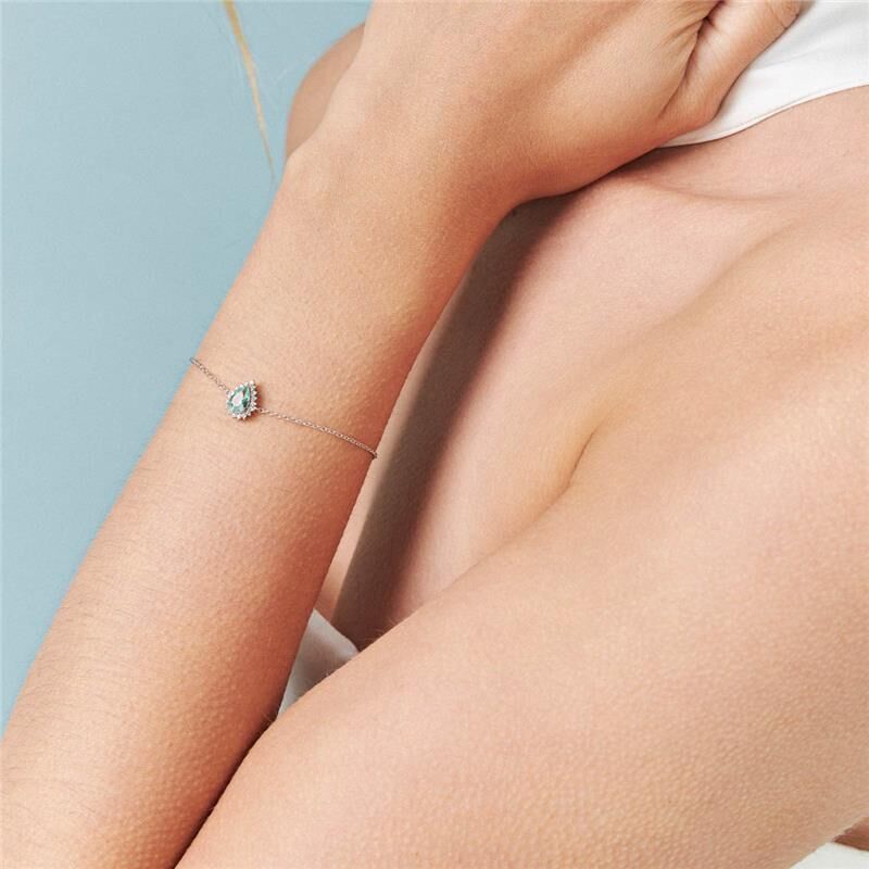 Pulseira Cristal Gota - Prata 925