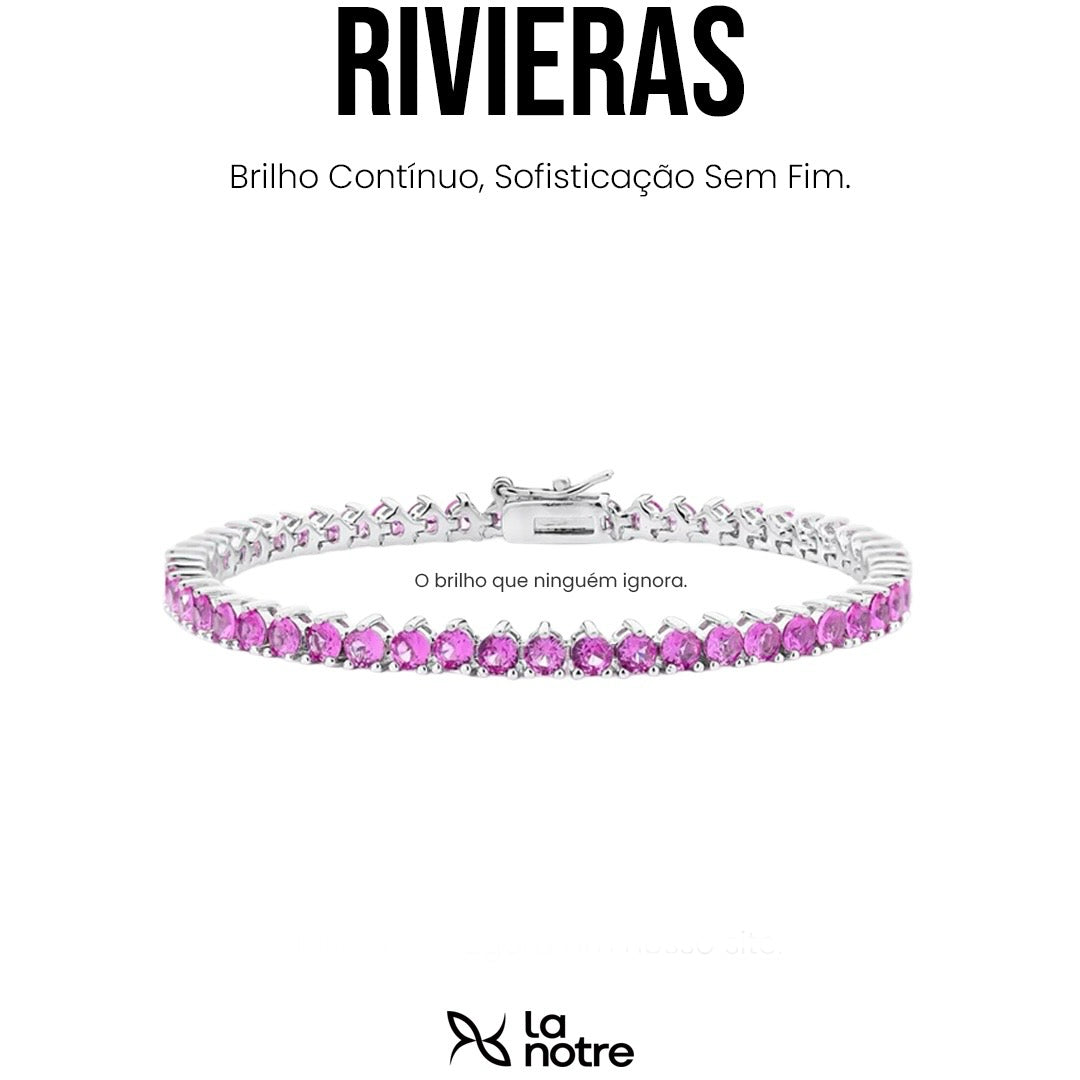 Pulseira Riviera 3 Garras - Rosa Pink
