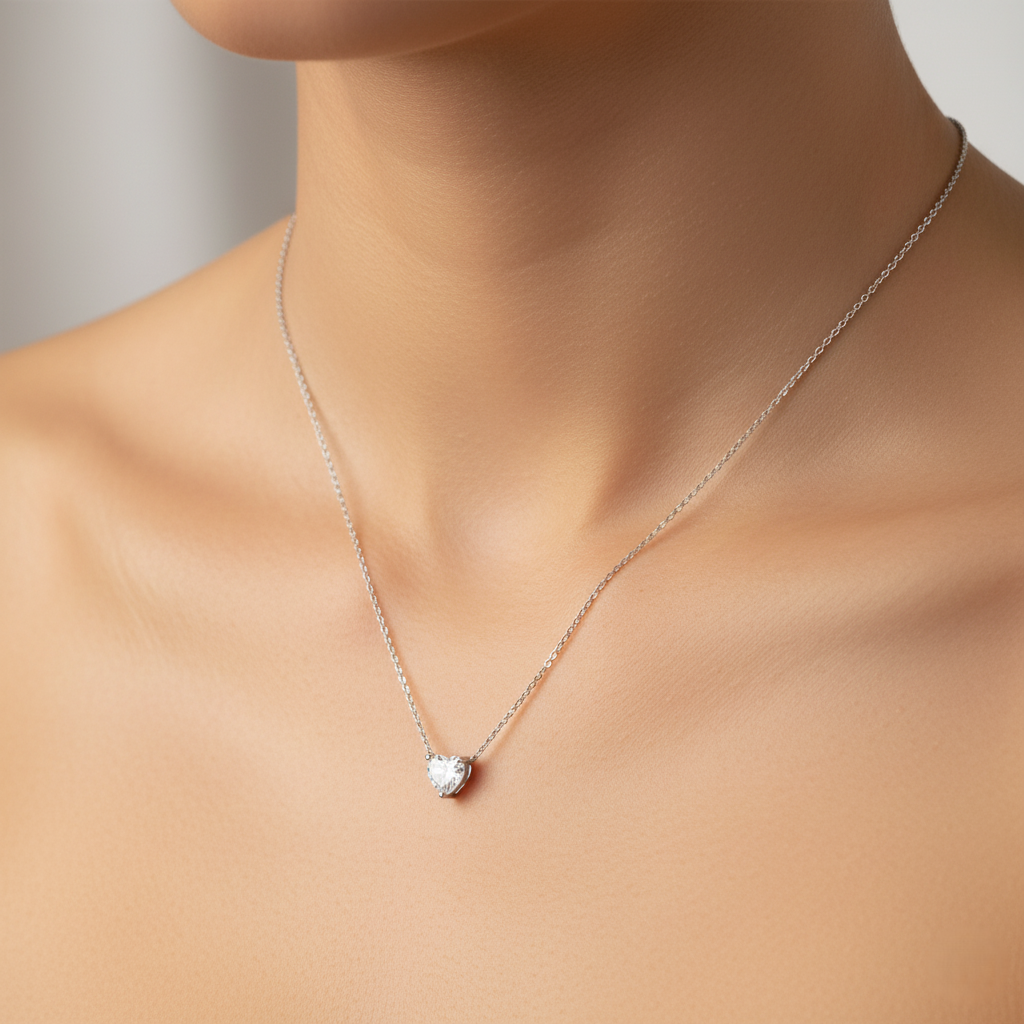 Colar Coração Moissanite 5mm