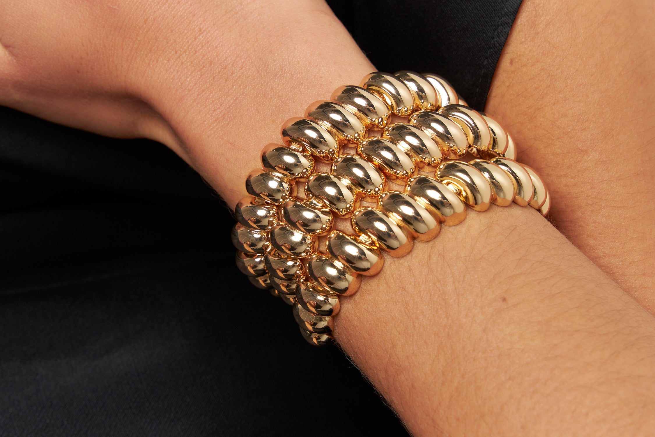 Pulseira Gomos Lisos Dourados