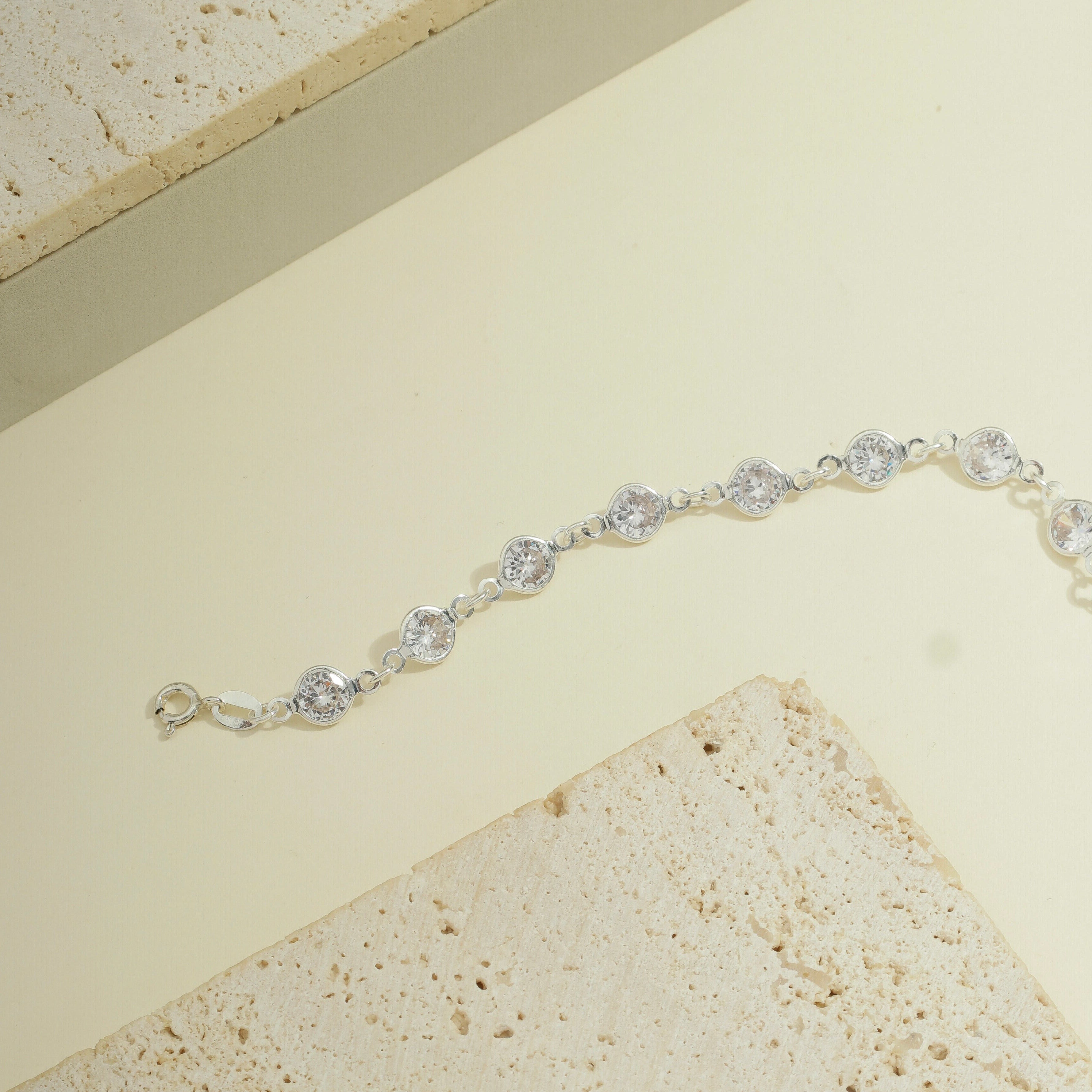 Pulseira Prata com Zircônia redonda - La Notre