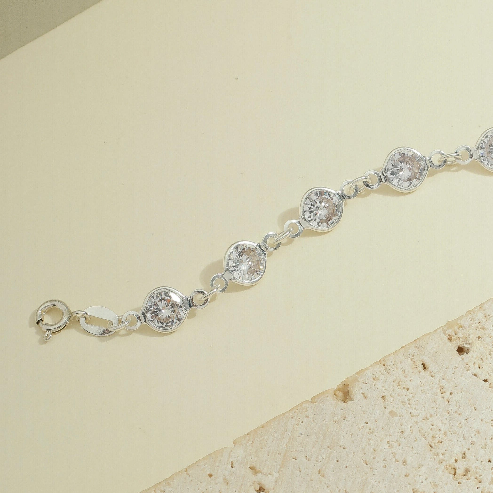 Pulseira Prata com Zircônia redonda - La Notre