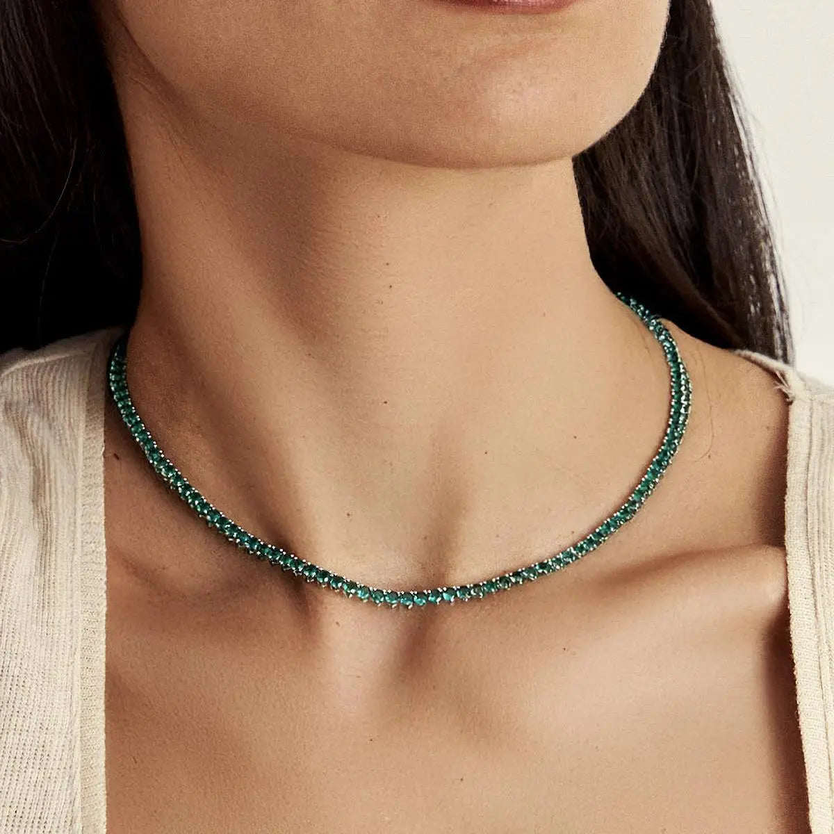 Colar Riviera 3 Garras - Verde Esmeralda