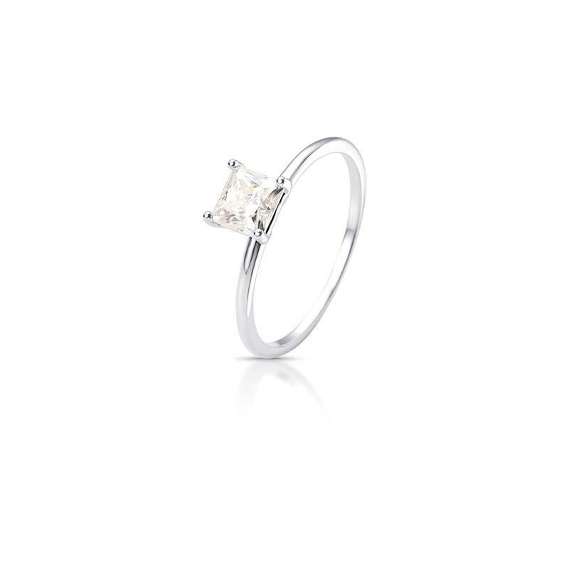 Anel Pedra Quadrada Moissanite 5mm
