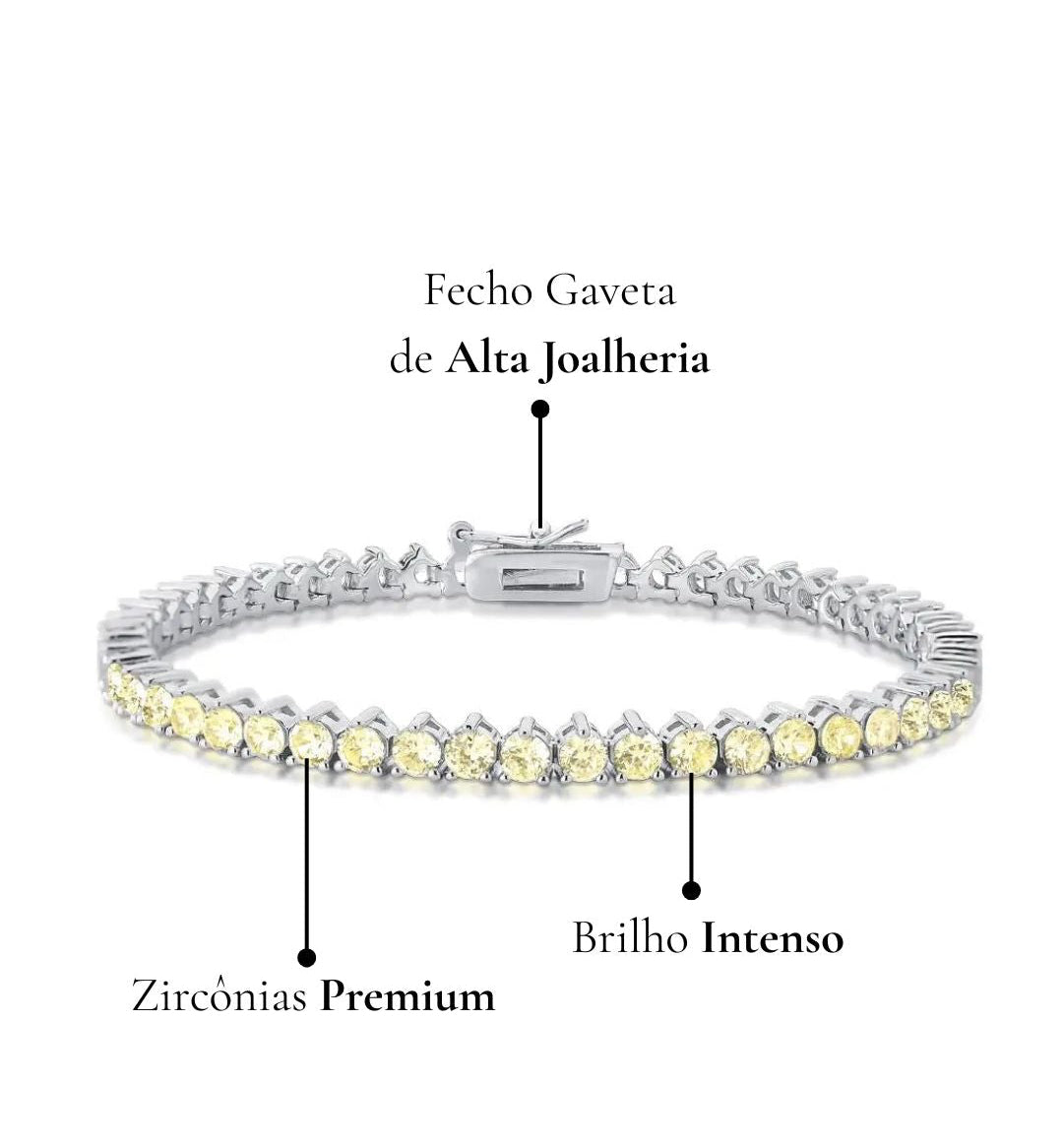 Pulseira Riviera 3 Garras - Yellow Fancy