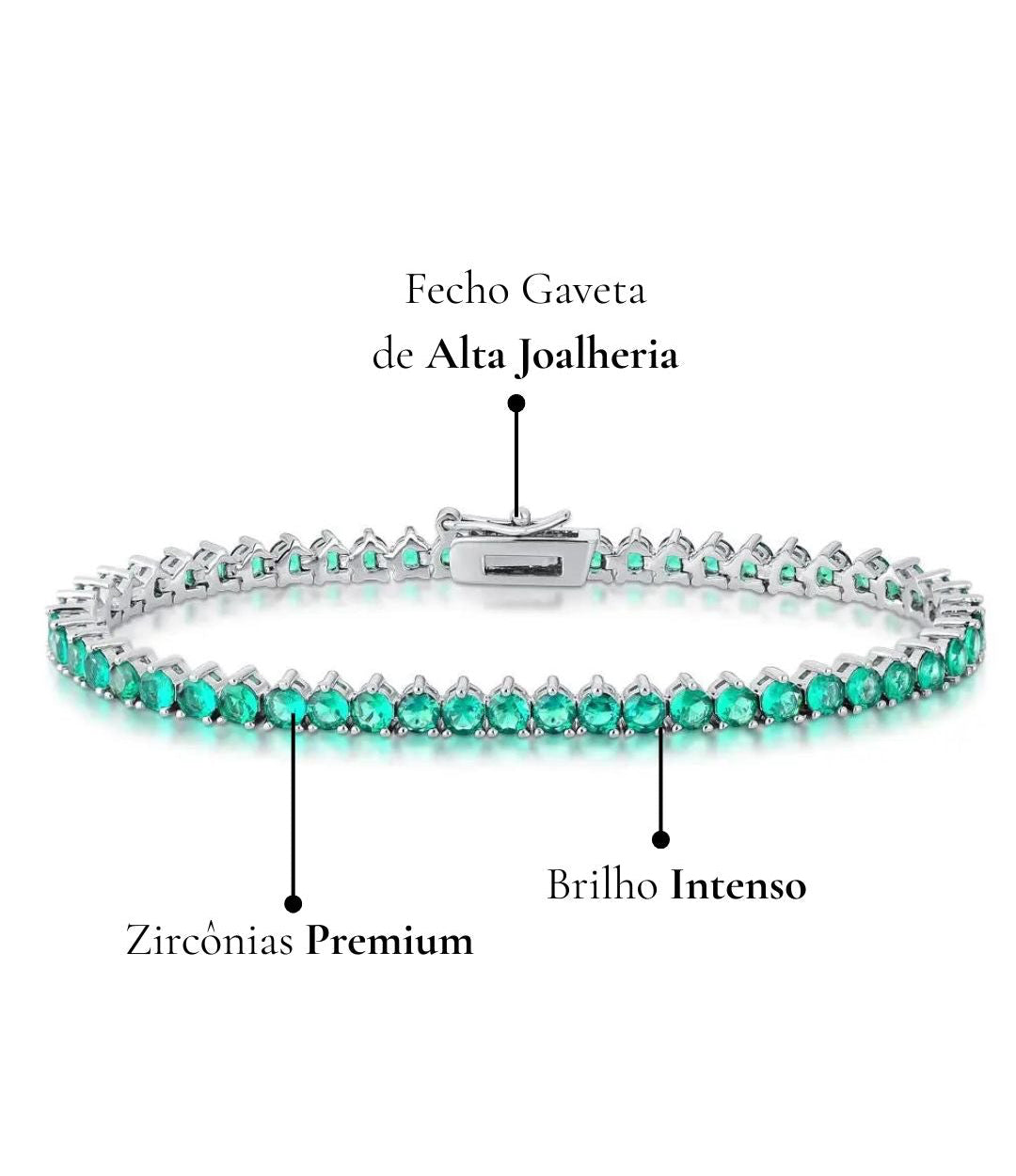 Pulseira Riviera 3 Garras - Verde Esmeralda