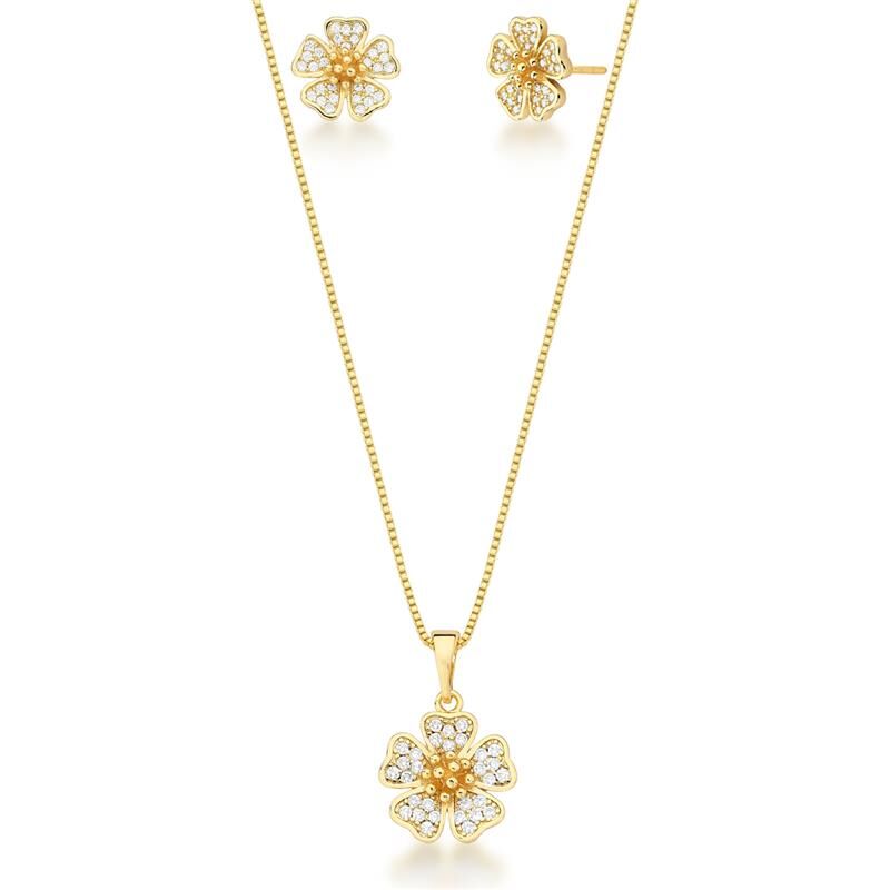 Conjunto Colar e Brinco Flower