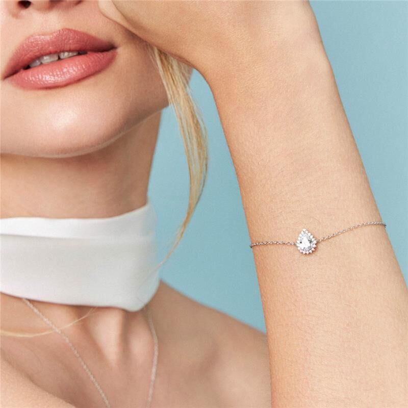 Pulseira Cristal Gota - Prata 925