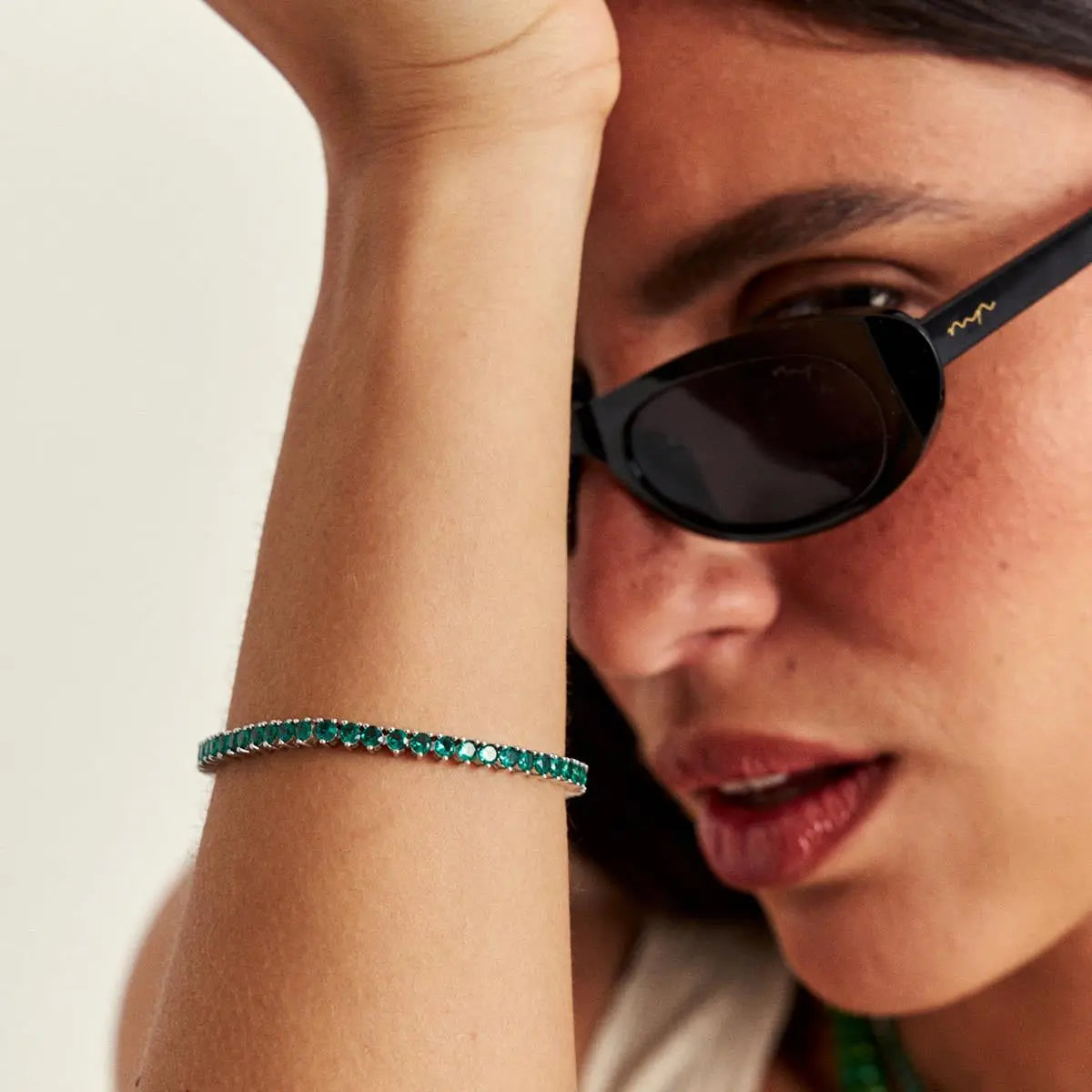 Pulseira Riviera 3 Garras - Verde Esmeralda