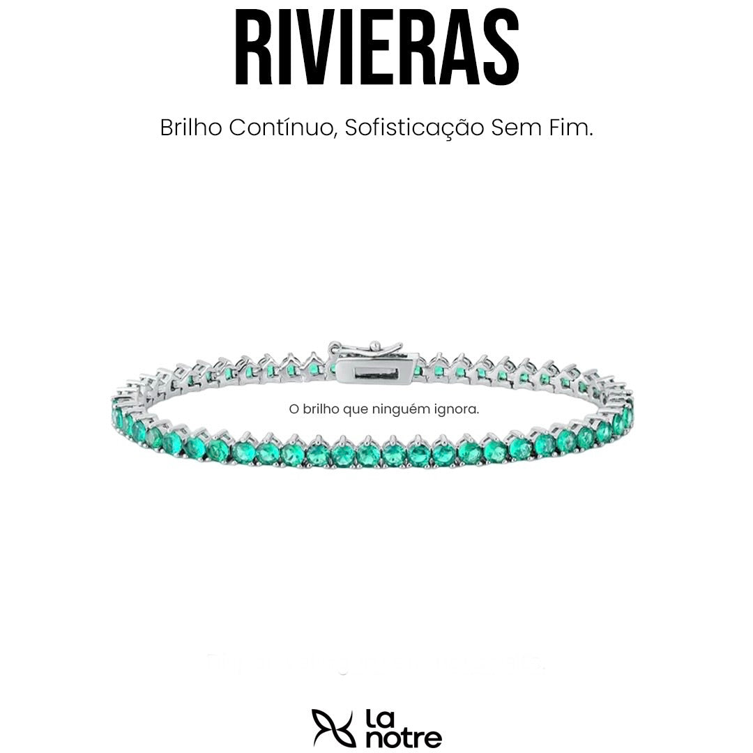 Pulseira Riviera 3 Garras - Verde Esmeralda