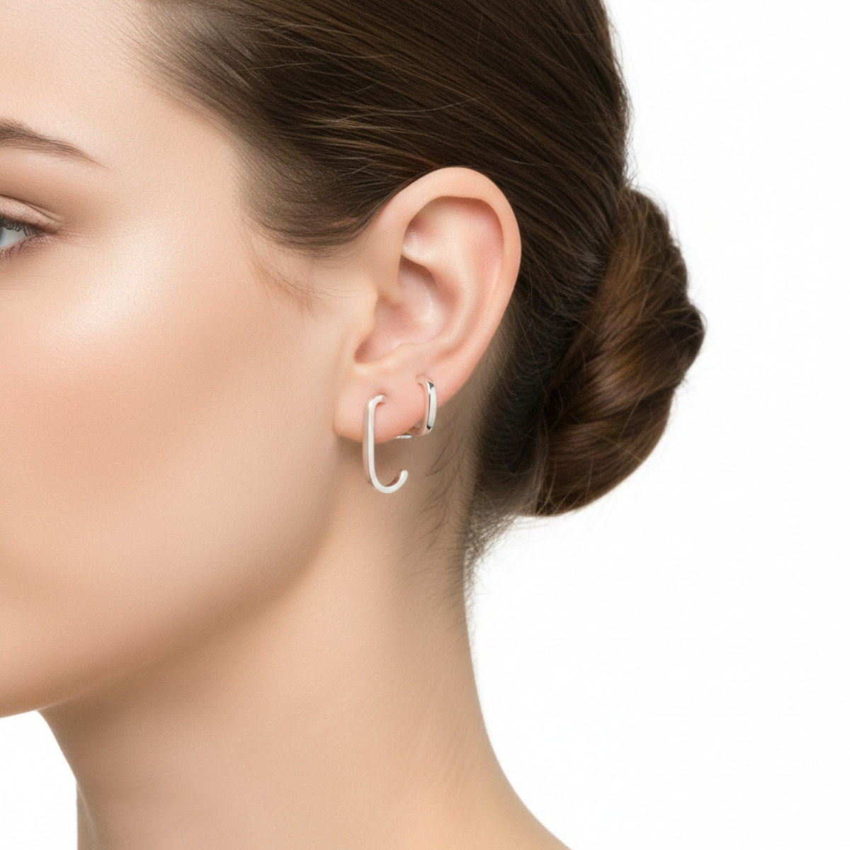 Brinco Prata Ear Hook Prata Lisa
