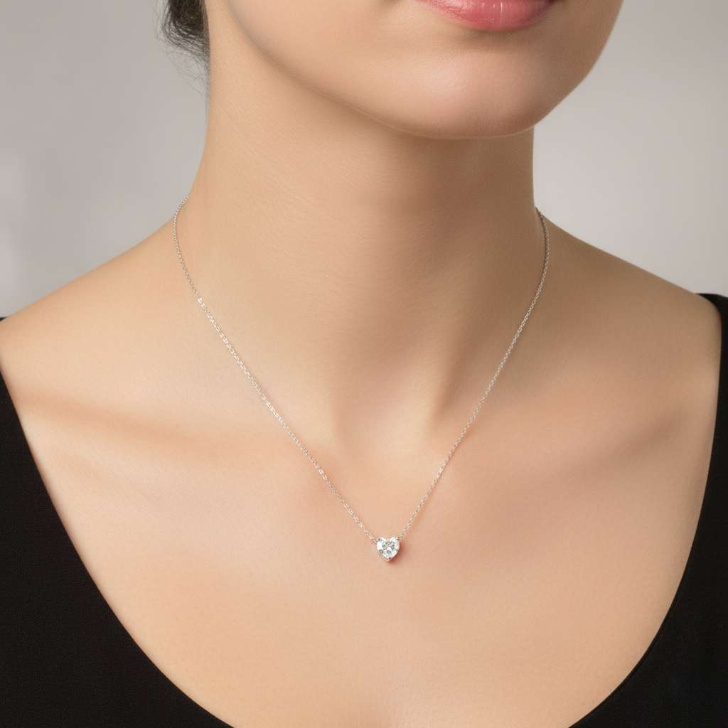 Colar Coração Moissanite 5mm