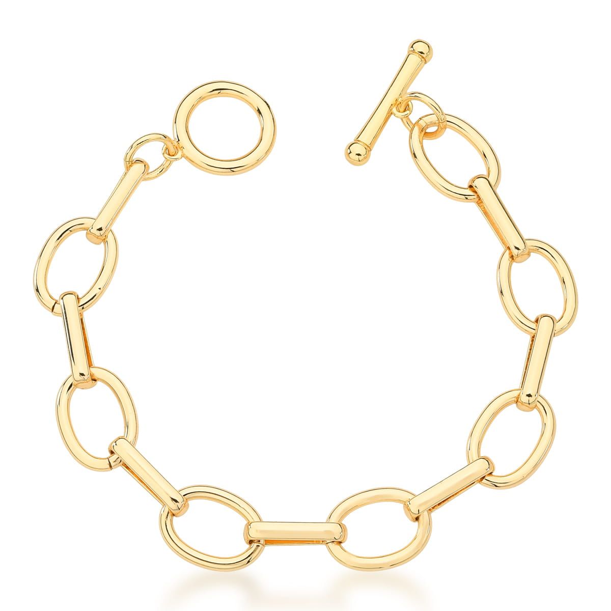 Pulseira com Elos Retangulares e Ovais