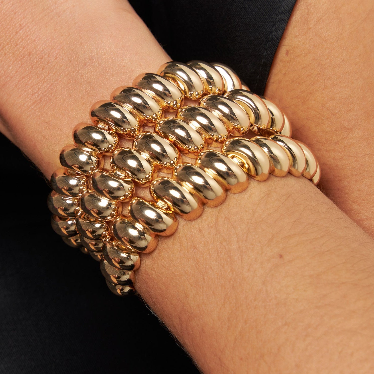 Pulseira Gomos Lisos Dourados