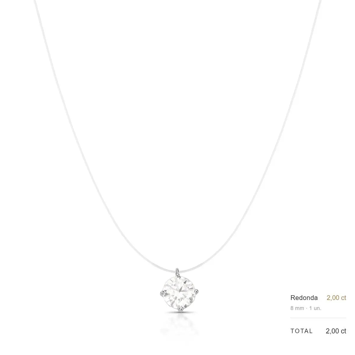 Colar Ponto de Luz Virginia - Pedra Moissanite 8mm