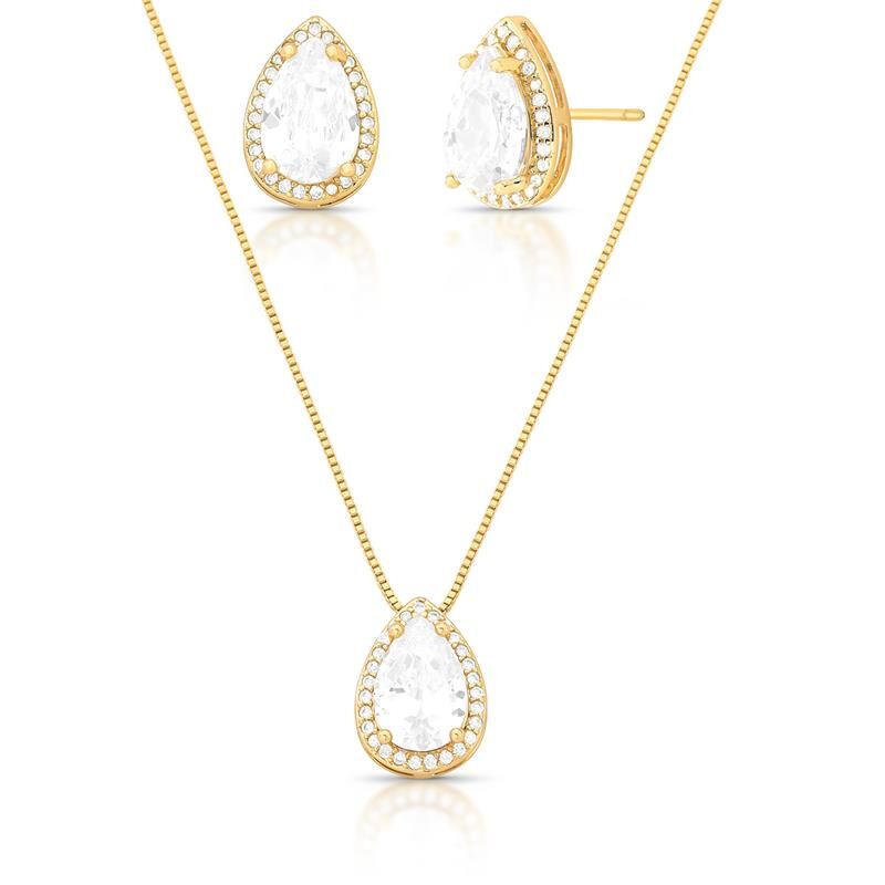 Conjunto Colar e Brinco Cristal e Gota