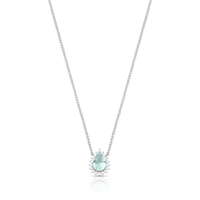 Colar Cristal Gota - Prata 925